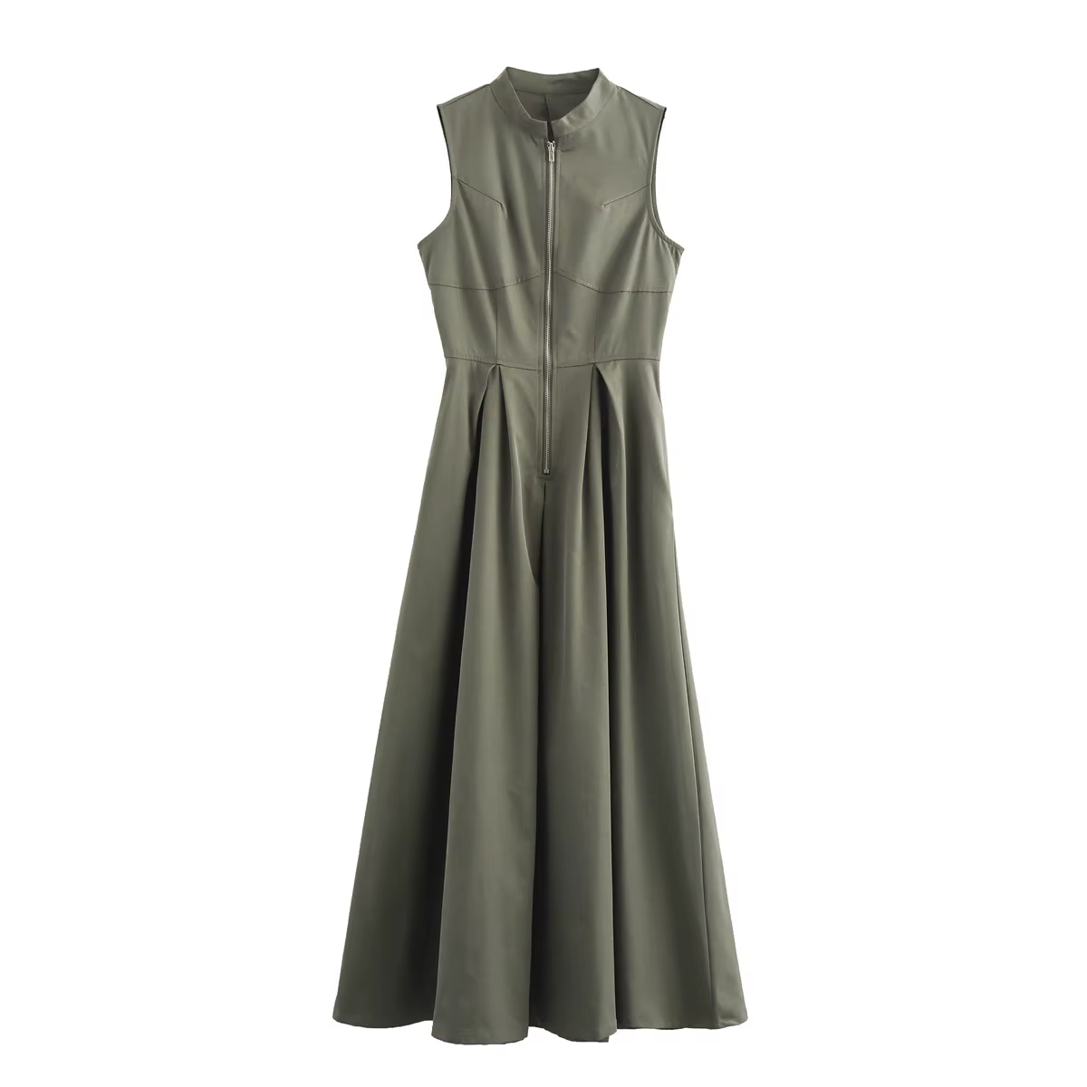 MUJER 2025 robes longues drapées pour femmes fermeture éclair sans manches robe Maxi femme vacances