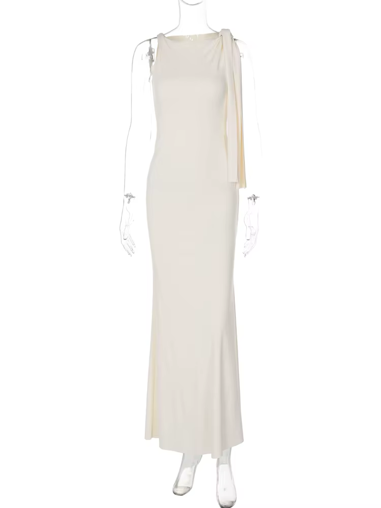 Hugcitar mode solide col rond sans manches Patchwork Sexy moulante Maxi robe de bal été femmes vêtem