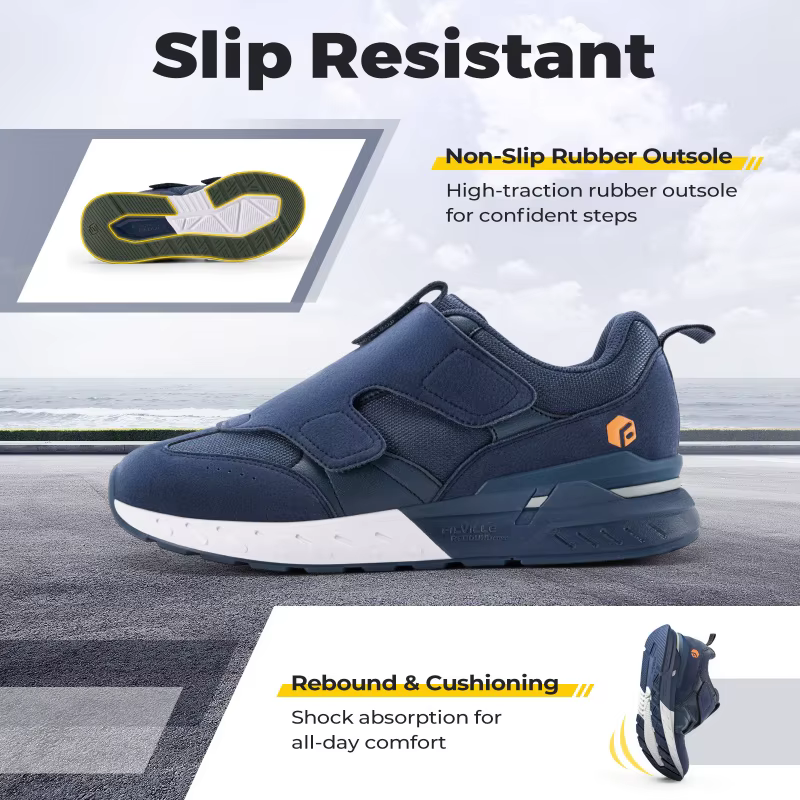 Chaussures pour diabétiques pour hommes, baskets larges à enfiler 2E pour pieds gonflés, chaussures