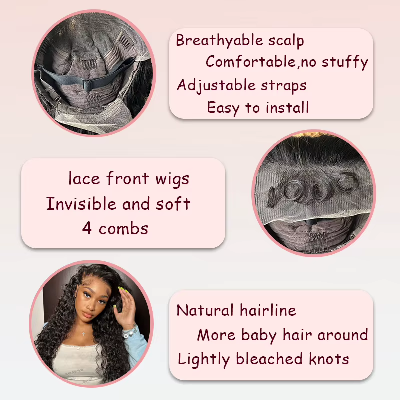 Perruque Lace Front Wig ondulée naturelle, cheveux bouclés, 13x6, pre-plucked, avec baby hair, pour 