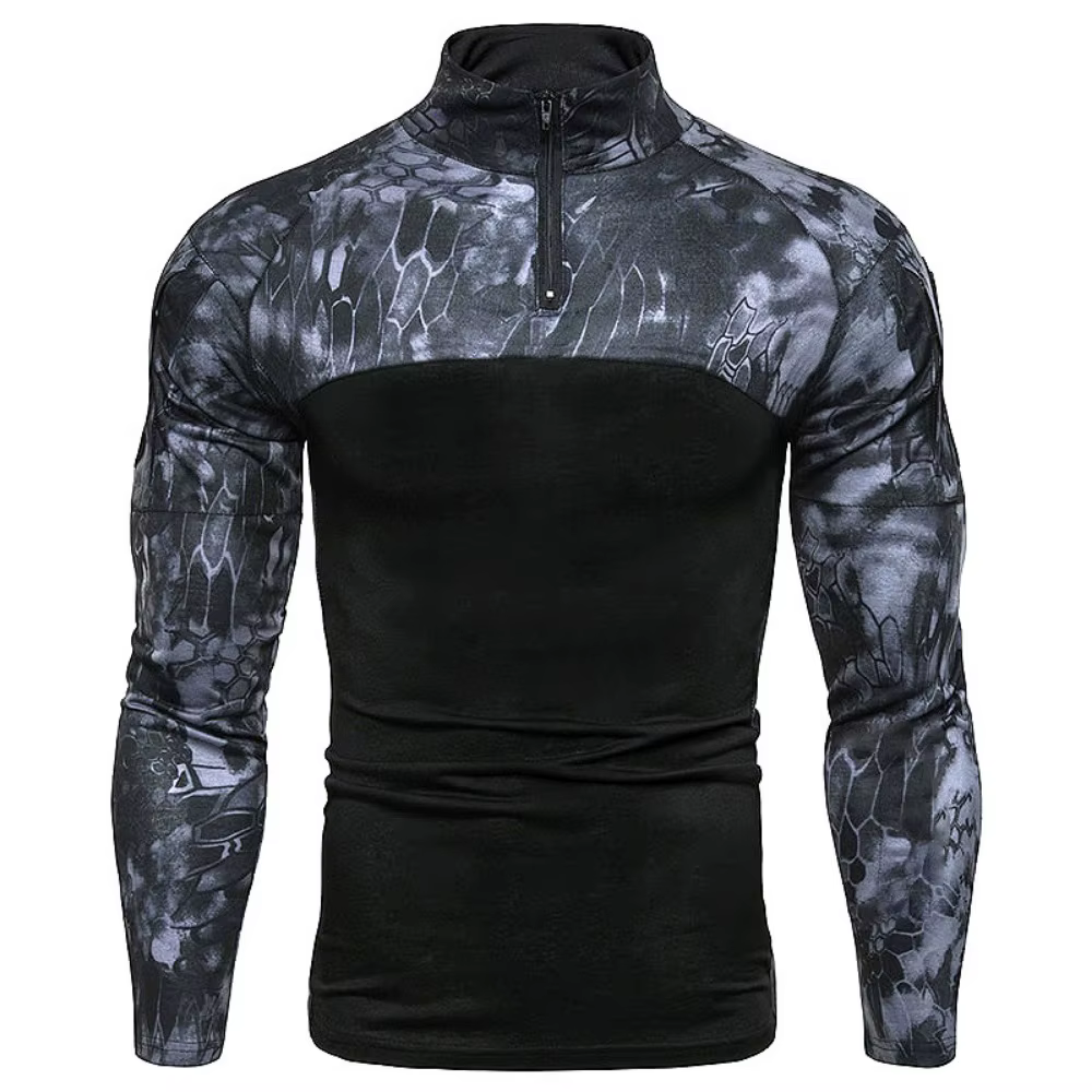 Sweat-shirt tactique à capuche pour hommes, pull d'extérieur à manches longues, léger, col montant, 