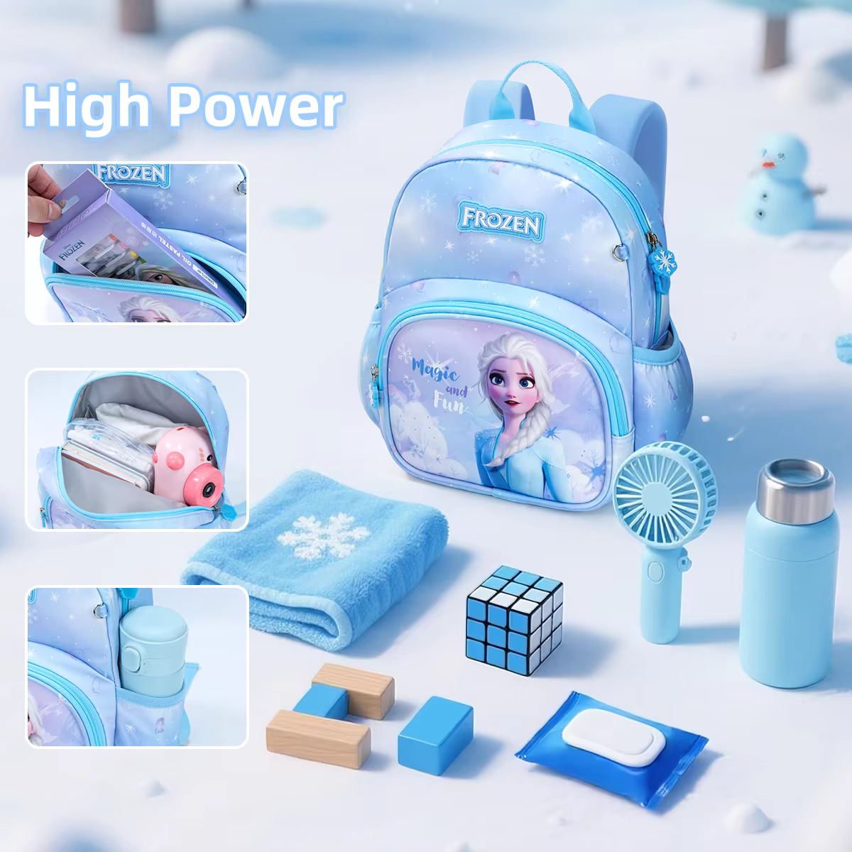Sac à dos Disney Princess Elsa, Adorable, grande capacité, léger, Ultra-doux, étanche