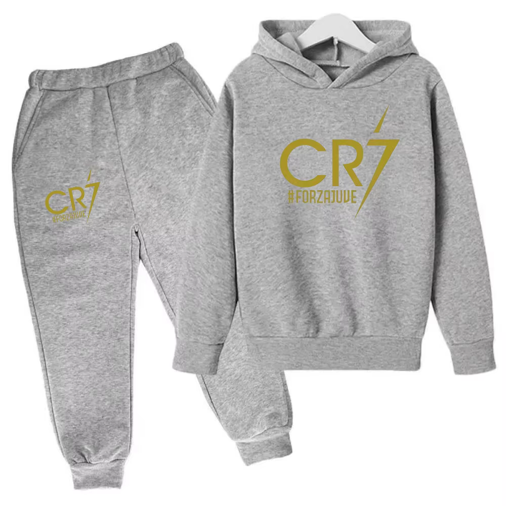 Ensemble de survêtement pour enfants Ronaldo CR7, imprimé, 2 pièces, sweat à capuche et pantalon, vê
