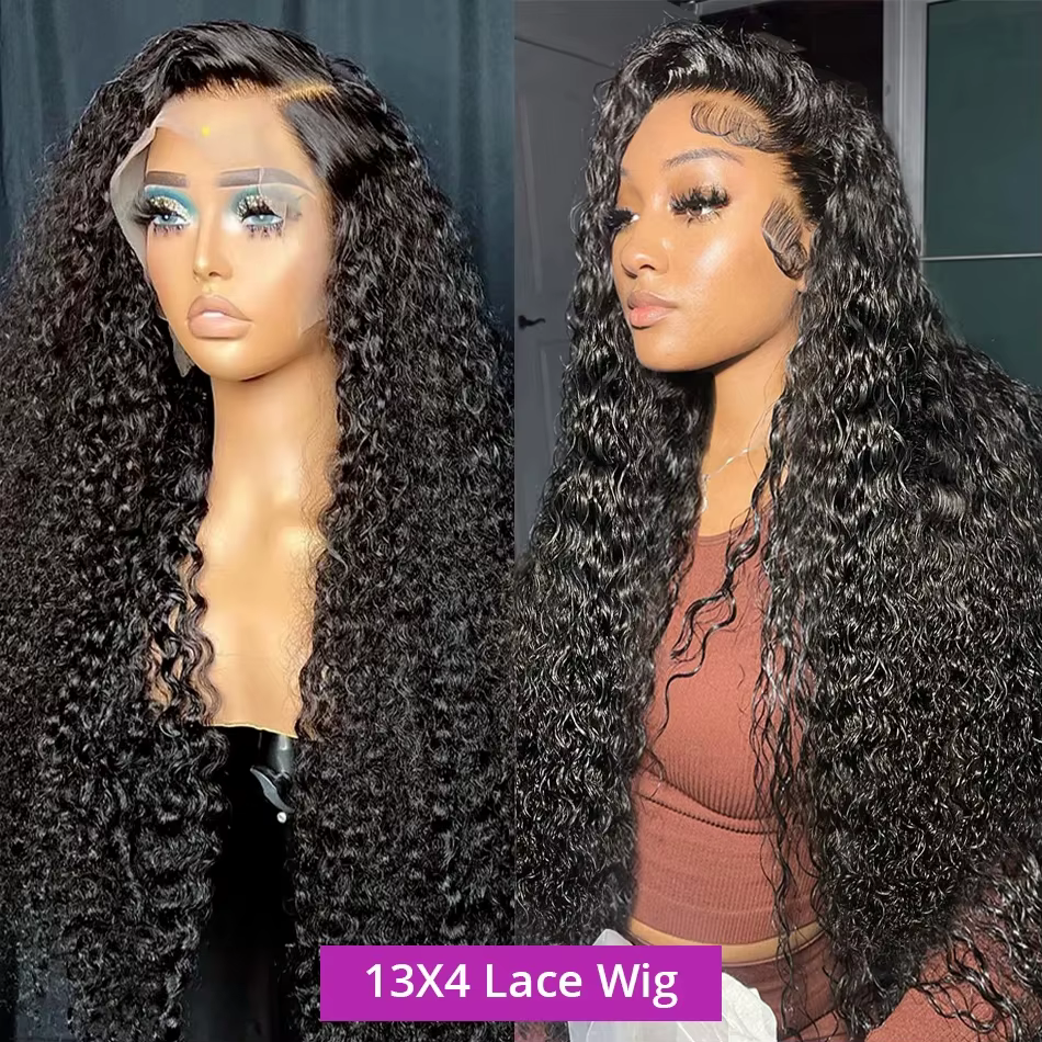 Perruque Lace Front Wig naturelle bouclée-Bling Hair, 13x6, Deep Wave, HD 180%, 36 38 pouces, pour f
