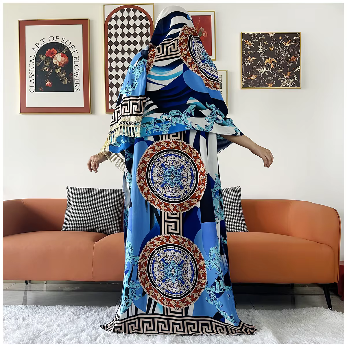 Caftan en coton imprimé floral africain Dashiki pour femmes, robes Maxi décontractées d'été avec gra