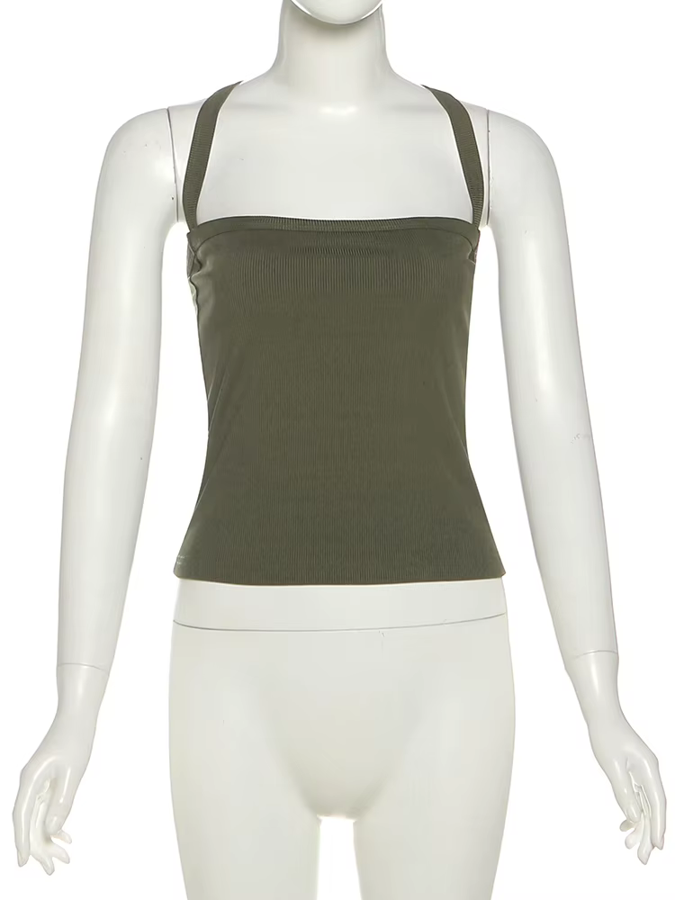 Sisterlinda col bas gilet femmes bandoulière croisée solide maigre Stretch Sexy minuit Hottie plage 
