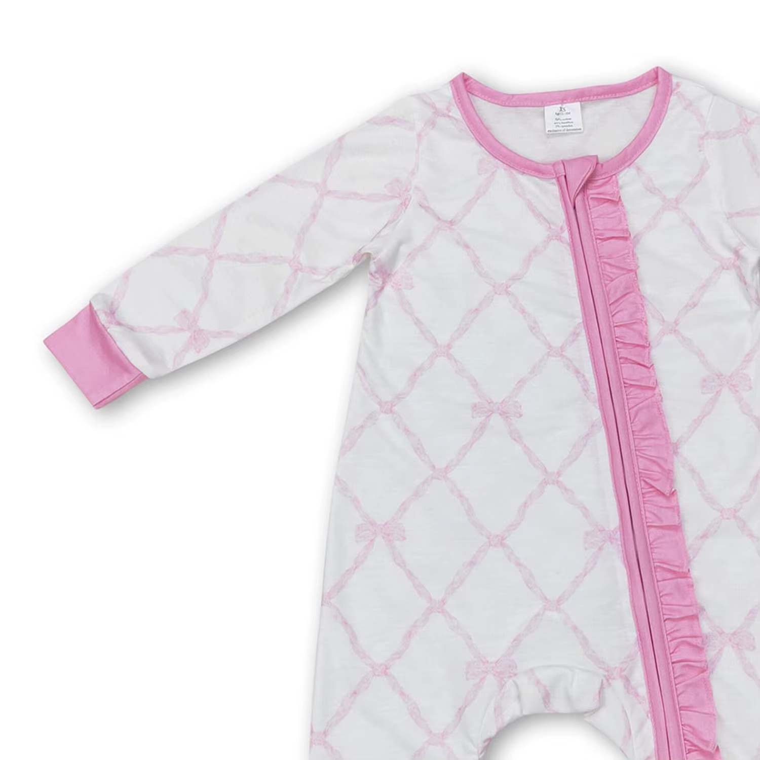 Combinaisons pour bébés filles en bambou avec nœuds roses, ensembles de vêtements de nuit en bambou 