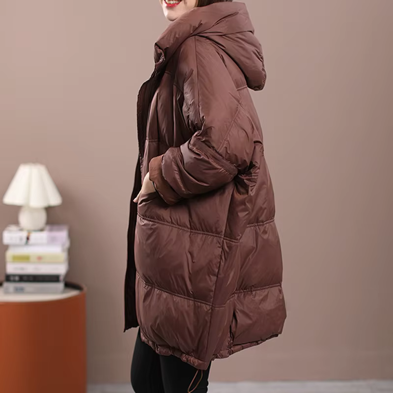 2025 nouveau hiver femmes duvet de canard blanc veste ample à capuche femmes épais chaud manteau déc