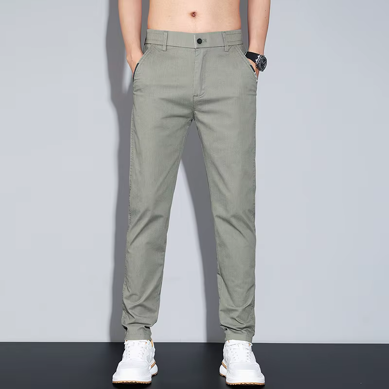 Pantalon Slim Décontracté de Haute Qualité pour Homme, Vêtement de Travail à Taille Moyenne, Broderi
