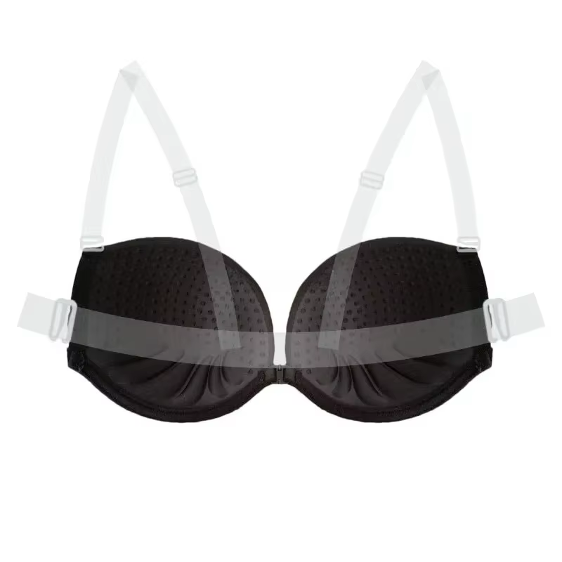 Soutien-gorge push-up multi-positions sans dos - Bralette invisible avec bretelles transparentes amo