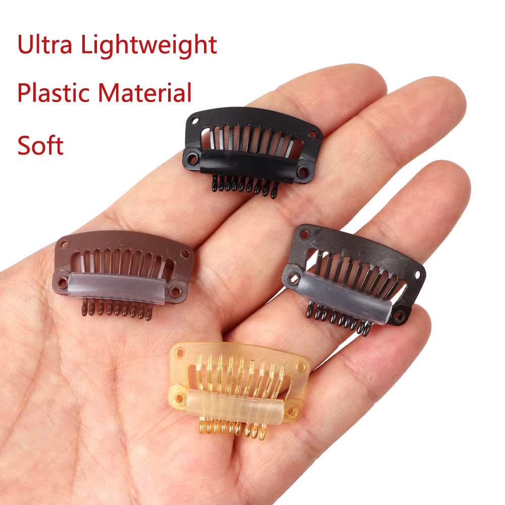 Clips de perruque en plastique noir 32Mm, Clip à pression utilisé pour l'extension de cheveux, posti