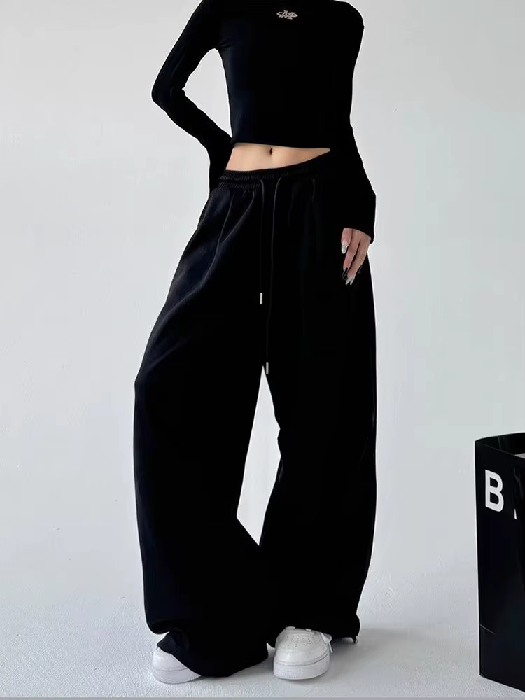 Y2K Harajuku pantalon de survêtement à jambes larges femmes Streetwear Baggy surdimensionné gris pan