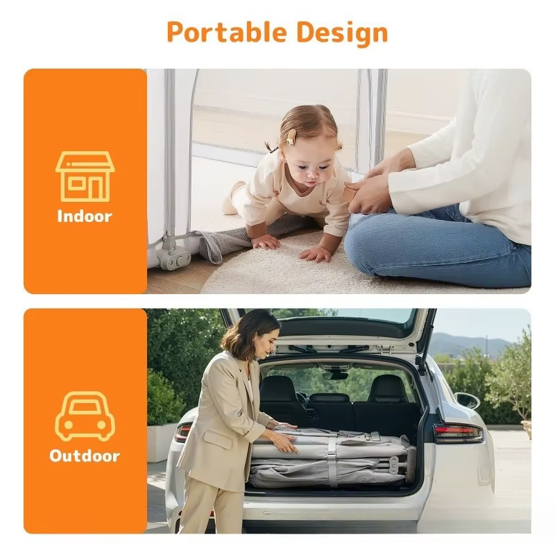 Clôture de sécurité pliable pour enfants – Parc d'assemblage sans outils pour les tout-petits, barri