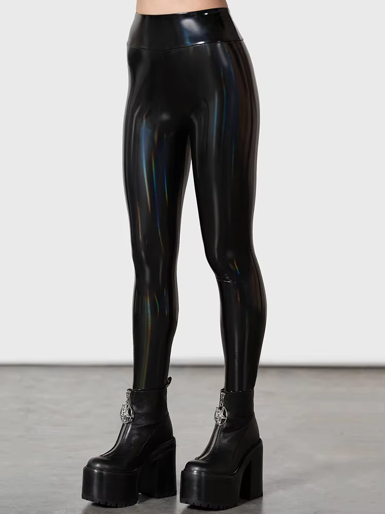 Pantalon en cuir PU extensible pour femmes, taille haute, moulant, sans couture, personnalisé, Look