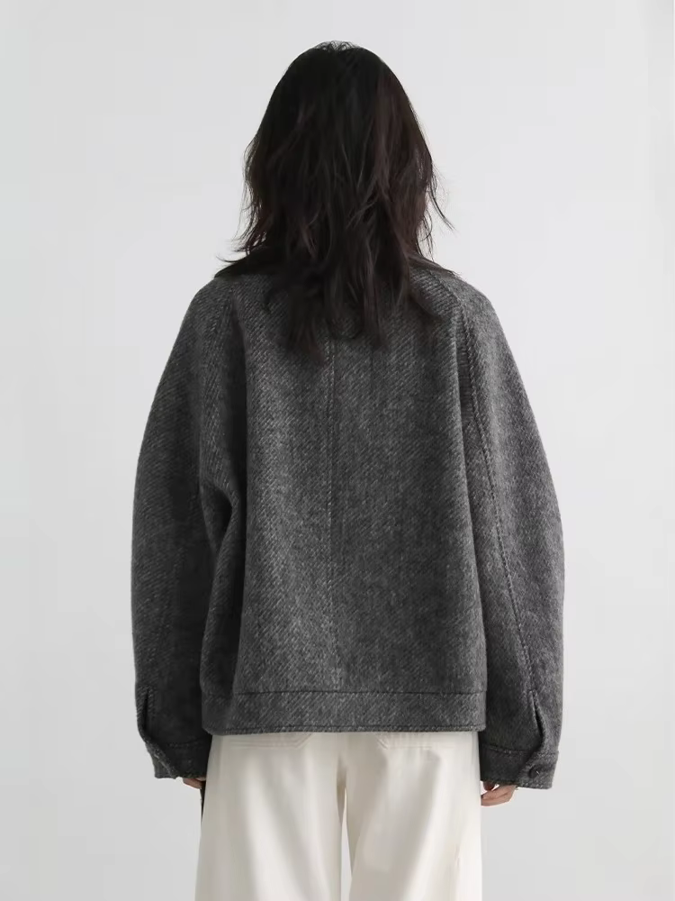 CHIC VEN Manteaux en Laine pour Femmes, Style Vintage Décontracté, Col Montant, Vestes Amples en Lai