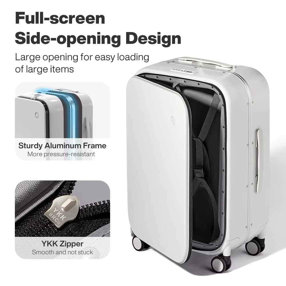 Mixi nouveau PC cadre en aluminium valise ouverture avant bagage de voyage roulant 20 pouces bagage