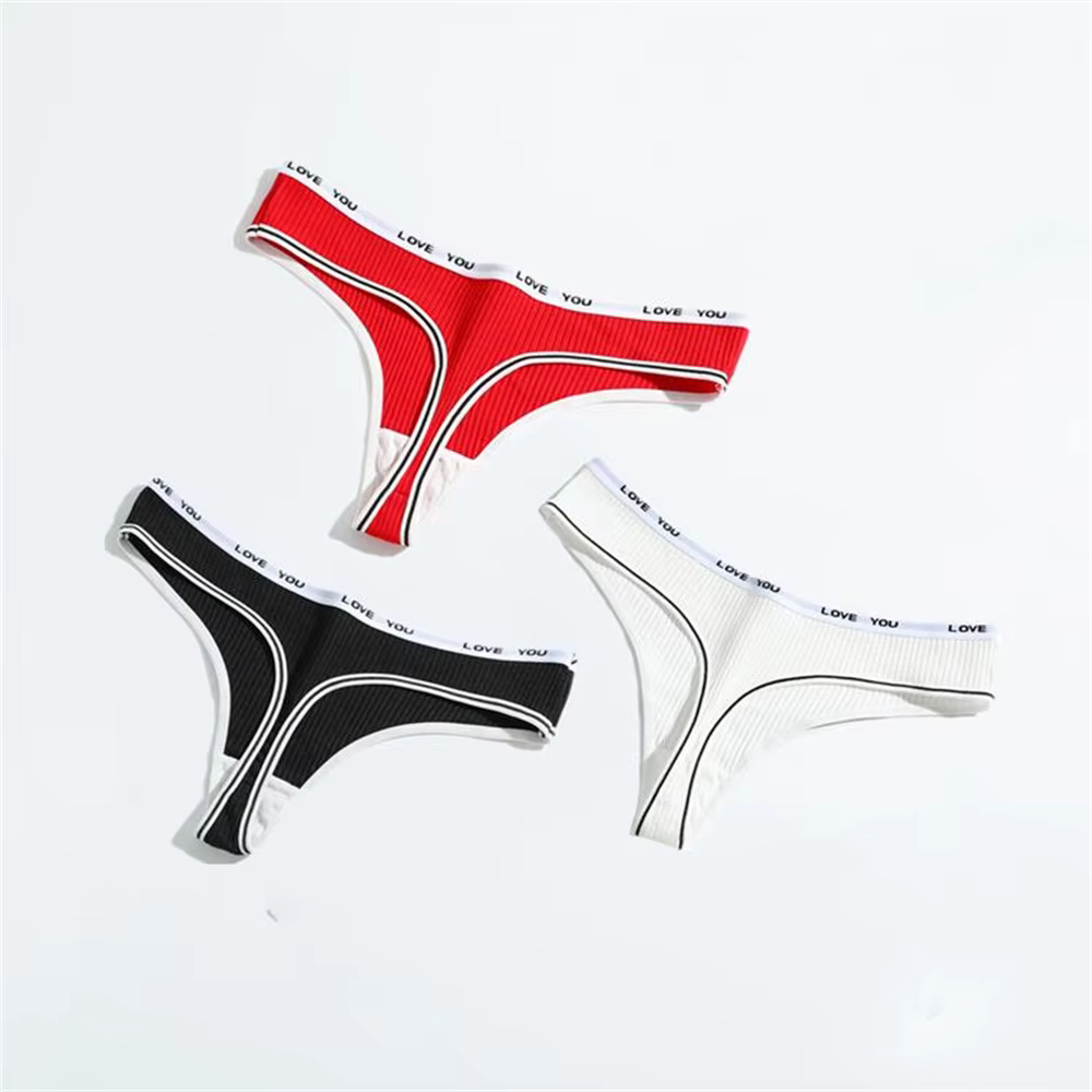 String en coton G-String pour femmes, tongs tanga, grande taille, sous-vêtements, lettres, ceinture,