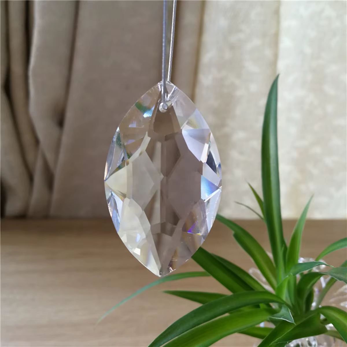 Yeux de cheval en cristal clair, pendentifs suspendus, prisme de réfraction en verre, capteur de sol