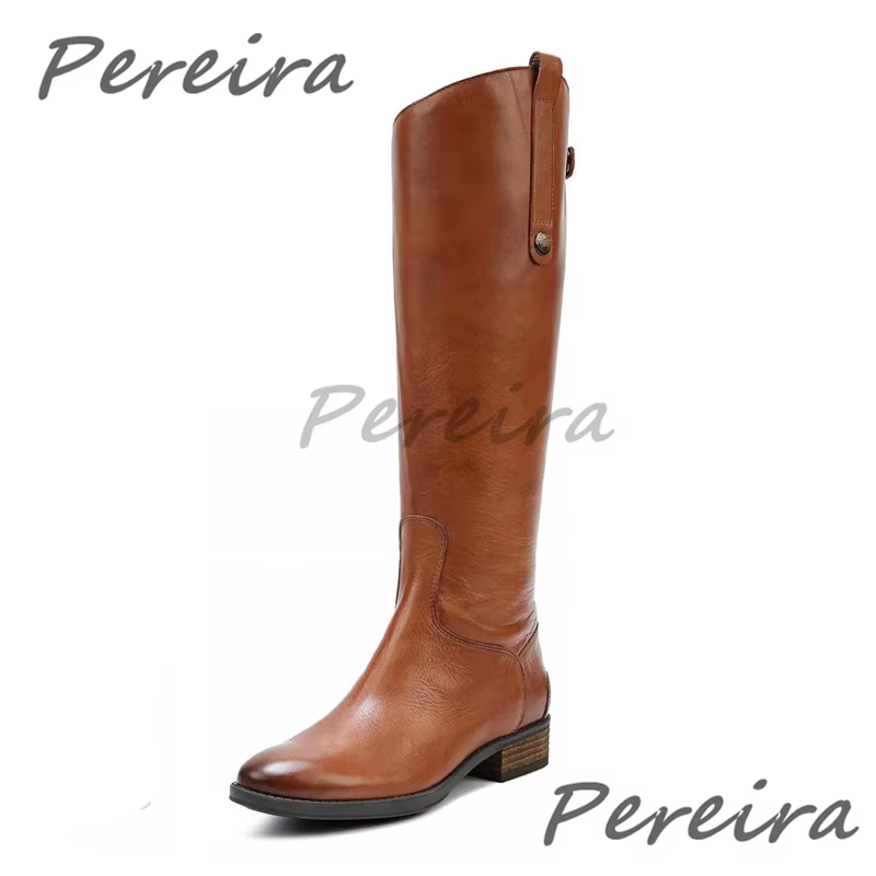 Bottes de chevalier en cuir véritable faites à la main pour hommes, bottes longues à bout pointu et 
