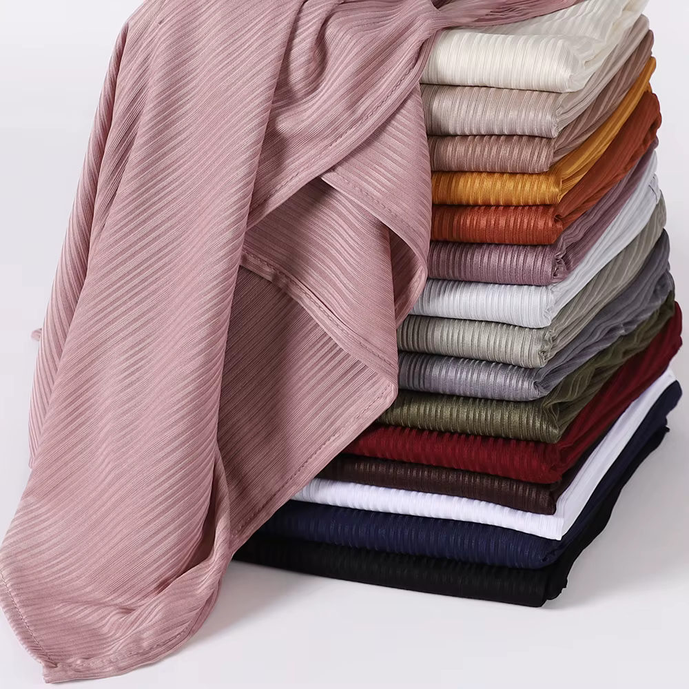 Jersey côtelé Hijab musulman plaine écharpe crêpe Hijab écharpe doux châles islamiques enveloppes ba