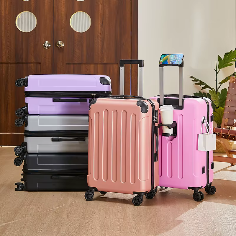Valise à bagages de 20 à 28 pouces avec roulettes, sac de voyage avec porte-gobelet et support pour