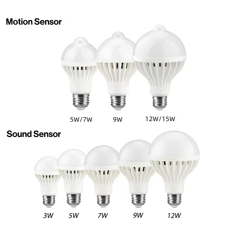 Ampoule LED avec détecteur de mouvement 220V, ampoule LED 3W 5W 7W 9W 12W E27, lampe LED intelligent