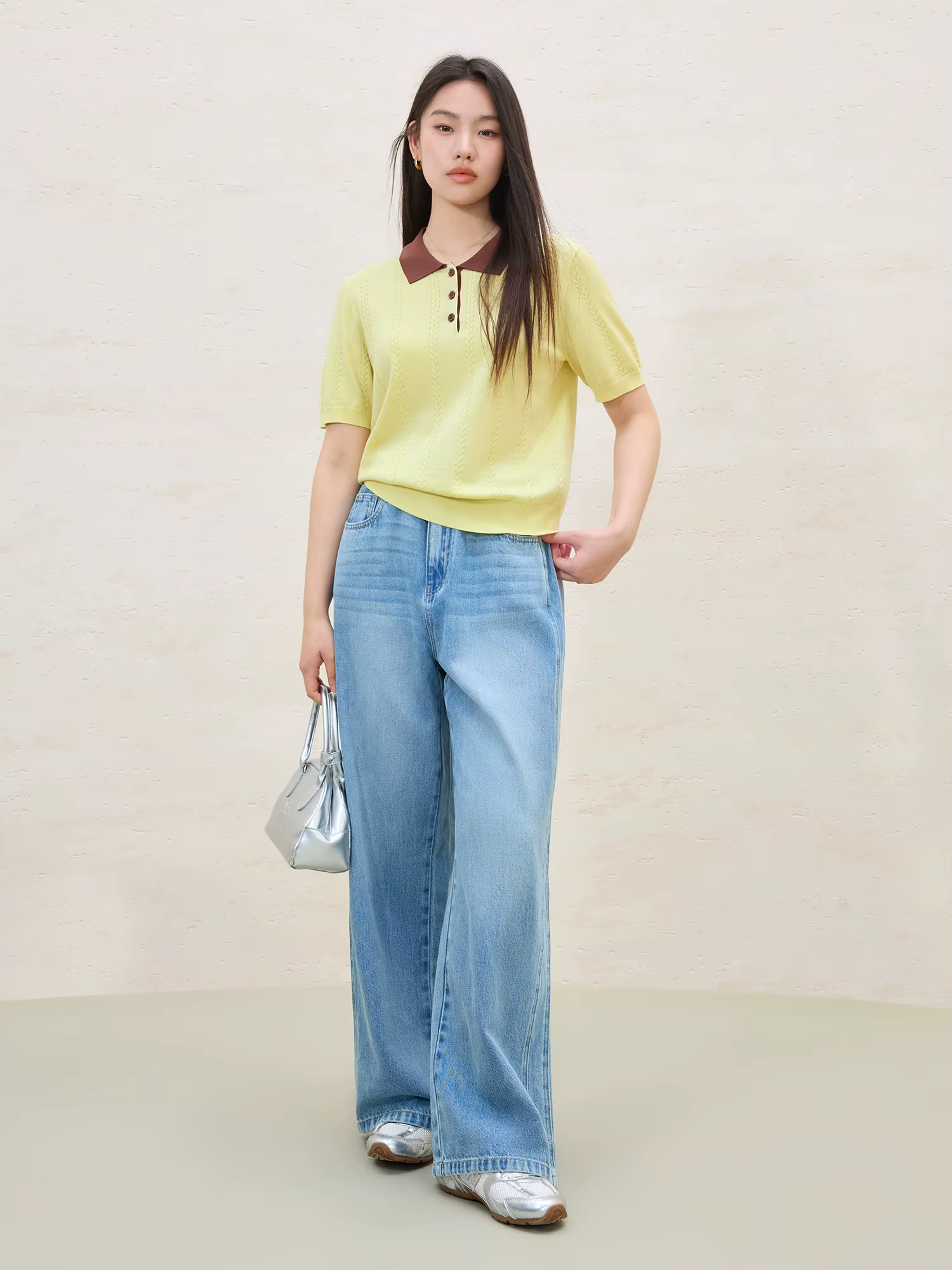 DUSHU grande taille col Polo Lyocell haut en tricot été minceur coupe bureau travail Transition frai