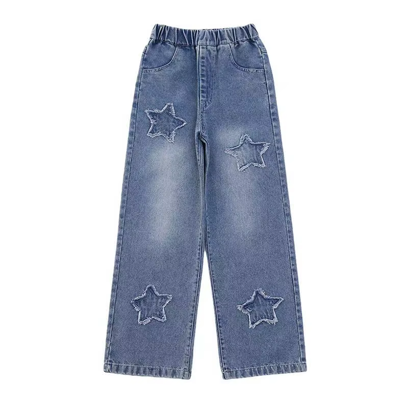 Pantalon en jean à jambes larges pour filles, Style d'automne, pantalon à jambes droites, coupe ampl