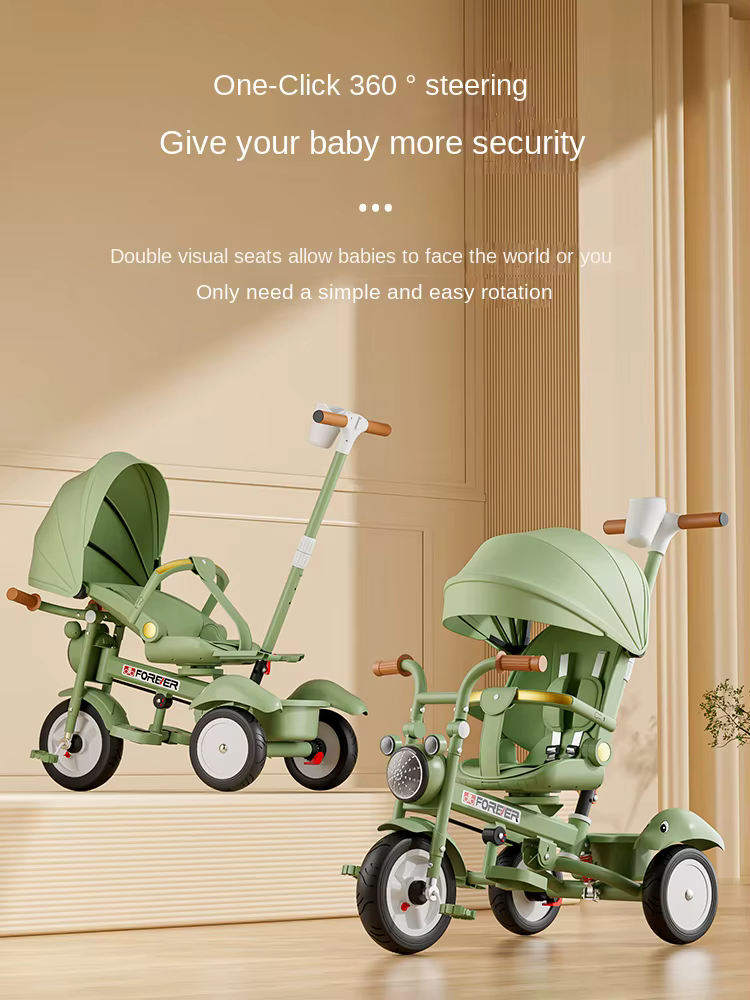 Tricycle pliable pour enfants, poussette pour bébé de 1 à 6 ans, léger, musique, titane, roue africa