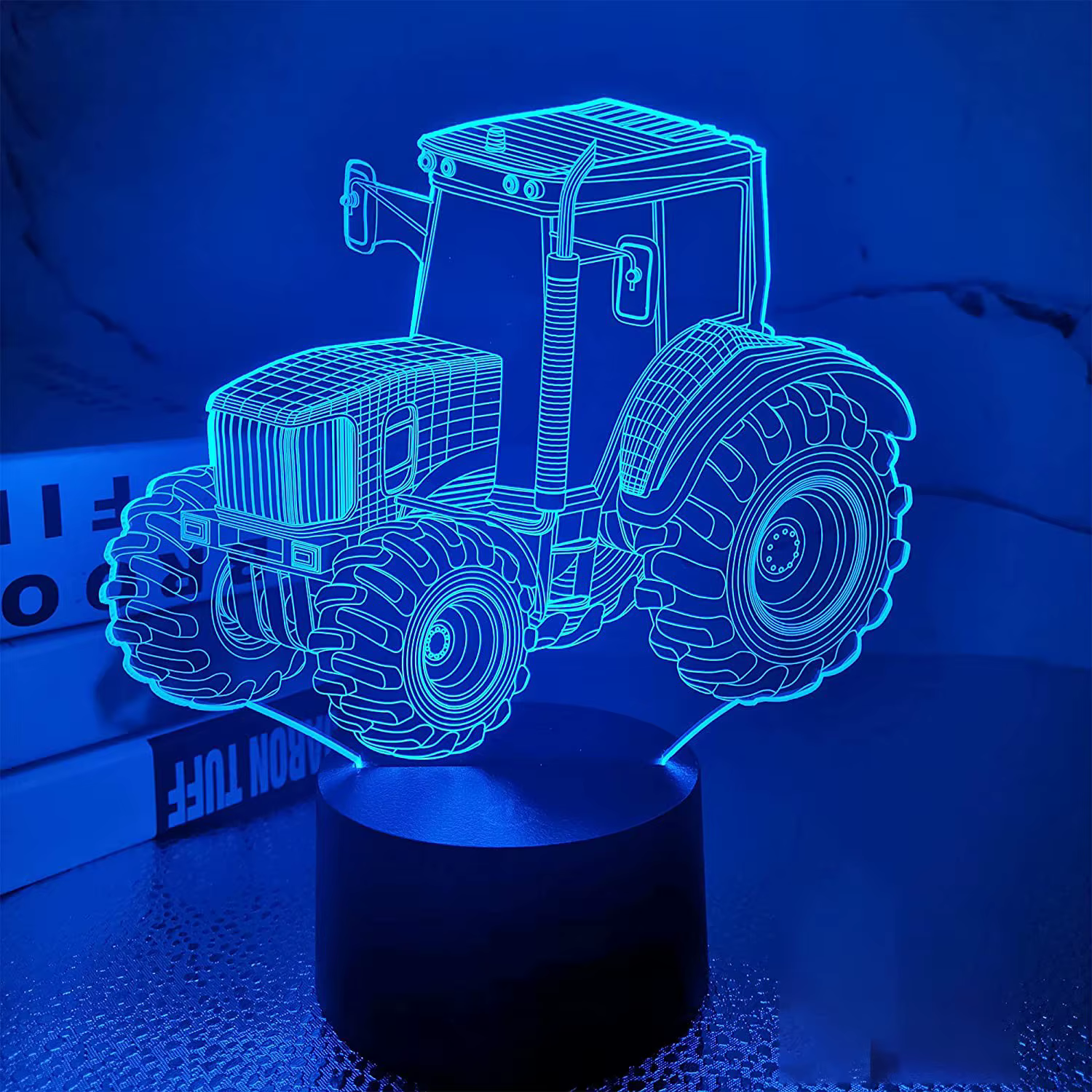Voiture, camion, tracteur, pelle 3D veilleuse LED tactile Illusion lampe de Table bébé chambre décor
