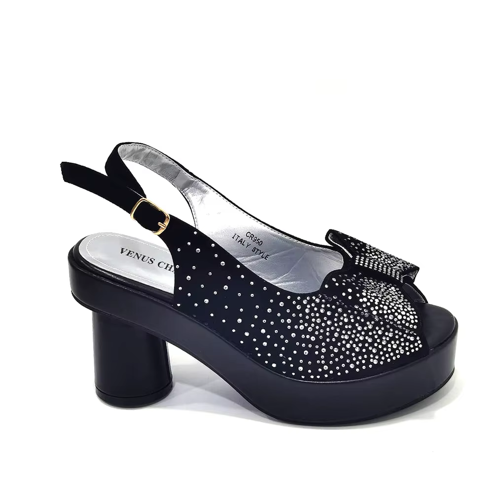 Talons Carrés avec Plateforme pour Femme, Ensemble de Chaussures et de Sacs Africains, Escarpins en