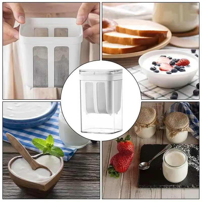 Filtre et passoire à yaourt de 1100ml, boîte transparente à mailles fines, tamis fait maison, sépara