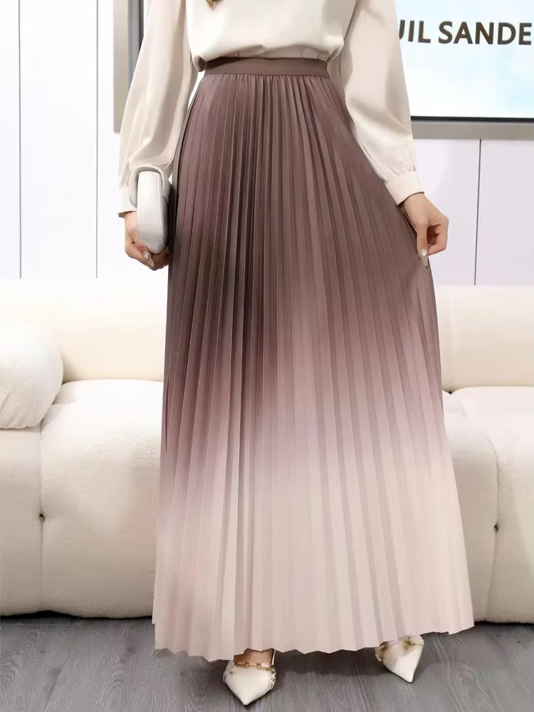 Jupe longue plissée longueur au sol pour femme, maxi, décontractée, patchwork, élégante, document ni