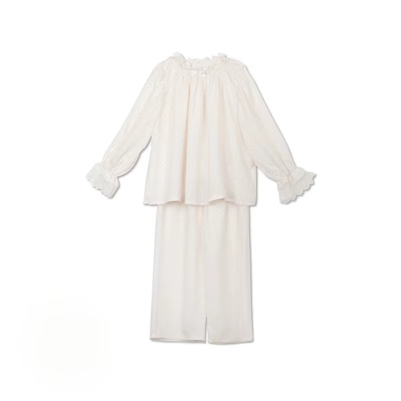 Ensemble de pyjama en dentelle à manches longues pour bébé fille, vêtements de nuit vintage pour béb