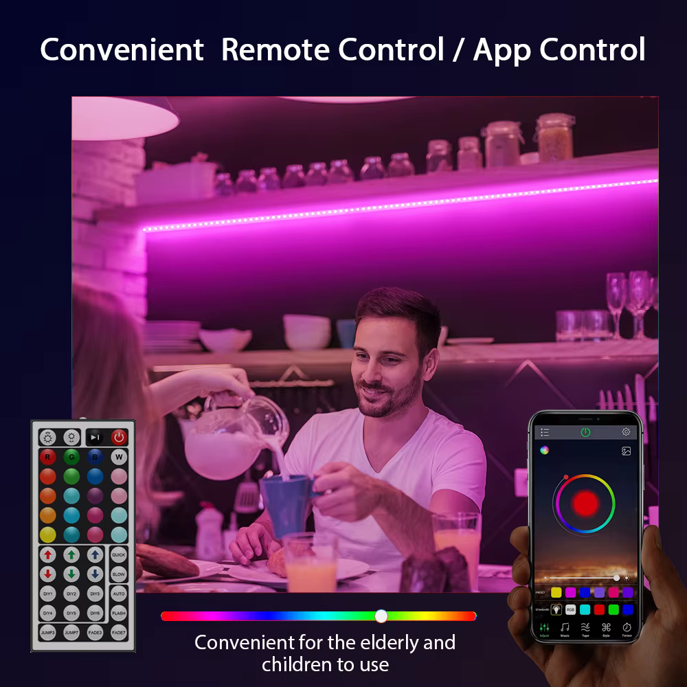 Nexillumi 5050 RGB LED bande lumineuse, 5m/10m/15m/20m/30m Bluetooth APP contrôle musique synchronis
