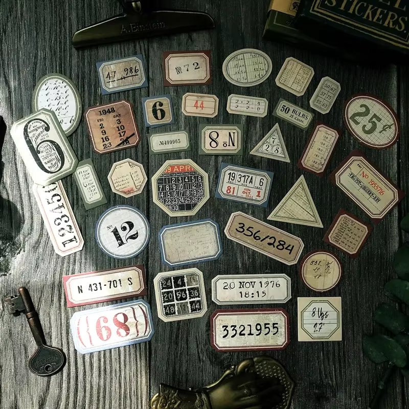 Étiquette autocollante Vintage avec numéro de Style Tim Holtz, étiquette autocollante rétro pour Alb