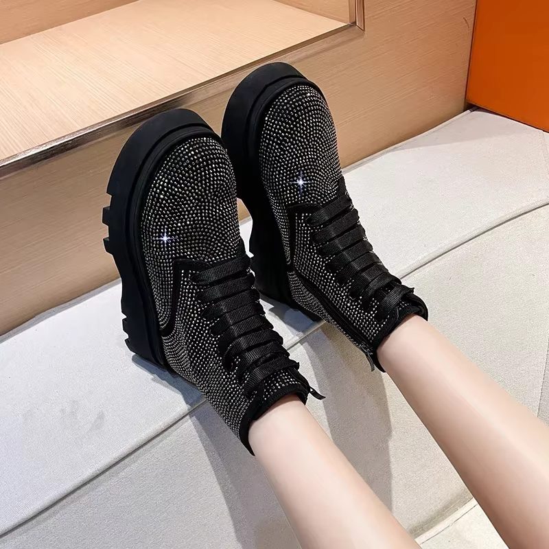Bottes de rinçage de luxe pour femmes, chaussures plates à l'offre elles optiques, diamant d'eau, cr