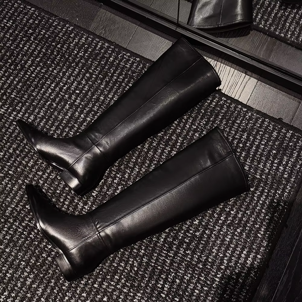 Aucegi Bottes hautes confortables à bout rond pour femme, nouvelle collection printemps-automne, tal