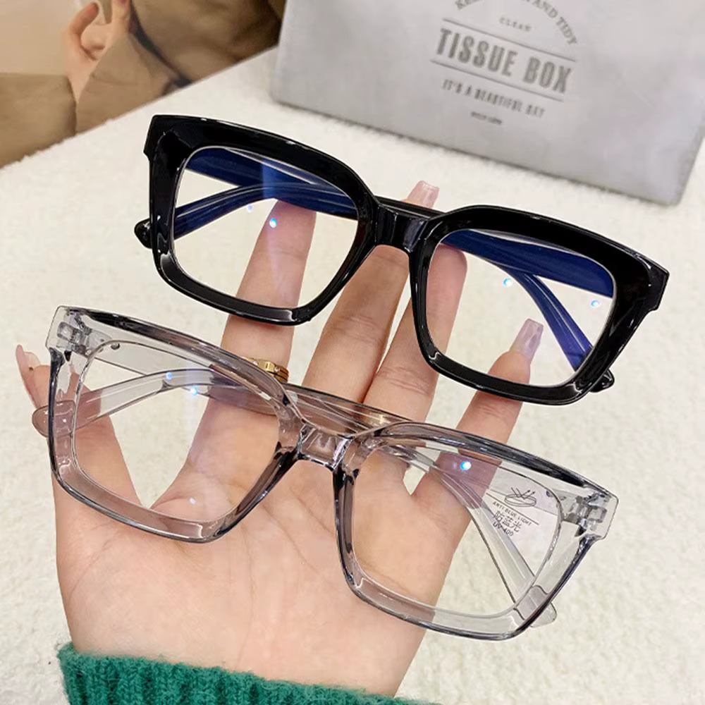 Lunettes carrées respirantes anti-lumière bleue, lunettes de myopie à grande monture, lunettes à lum