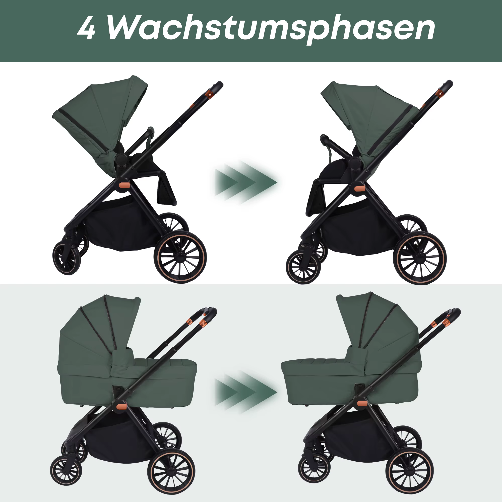 Poussette multifonctionnelle légère 2-en-1 de haute qualité, chariot bidirectionnel, cadre en alumin