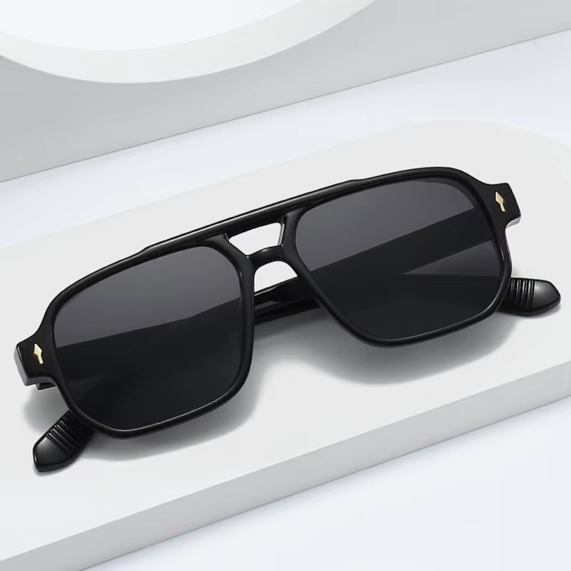 SO & EI Vintage Double ponts hommes lunettes de soleil carrées mode clair océan lentille lunettes fe
