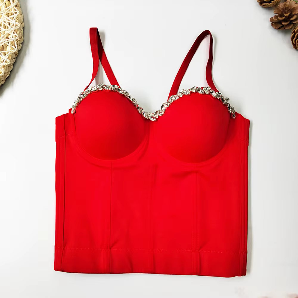 SXTHAENOO-Haut court sans bretelles pour femme, soutien-gorge en glabustier, diamant, fleur, boîte d