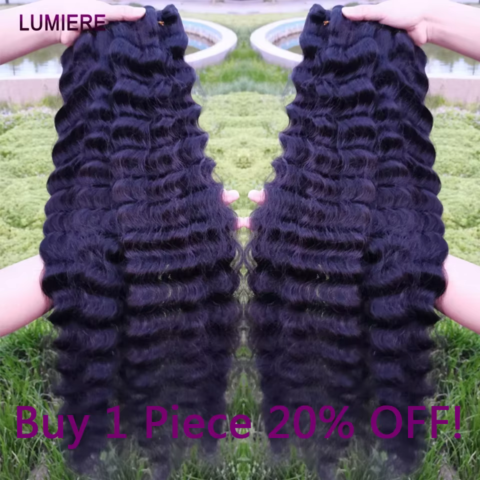 Lumiere-Mèches Péruviennes Naturelles Remy 3/4 Noires, Cheveux Ondulés, Double Trame, 10 à 30 Pouces
