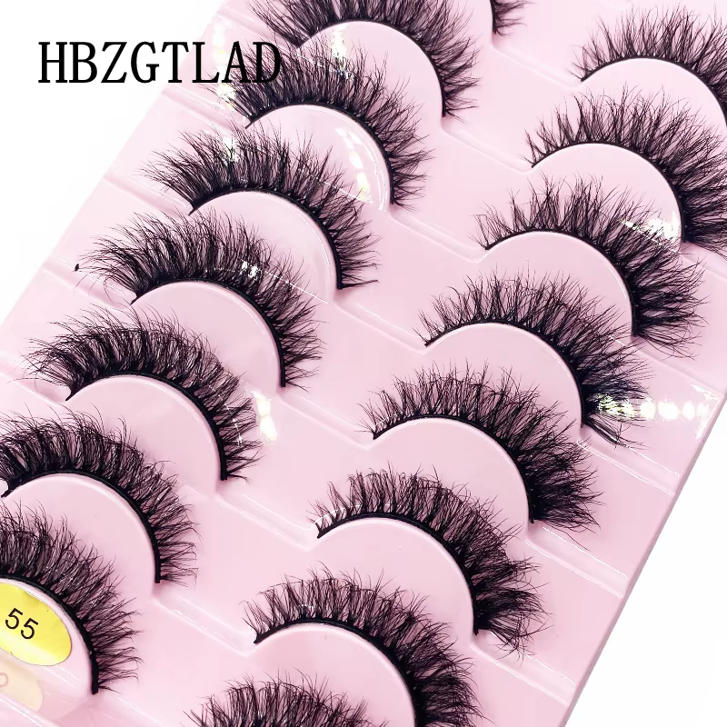 HBZGTLAD 10 paires 3D vison faux cils désordre Dense cils courts vison cils maquillage faux cils Ext