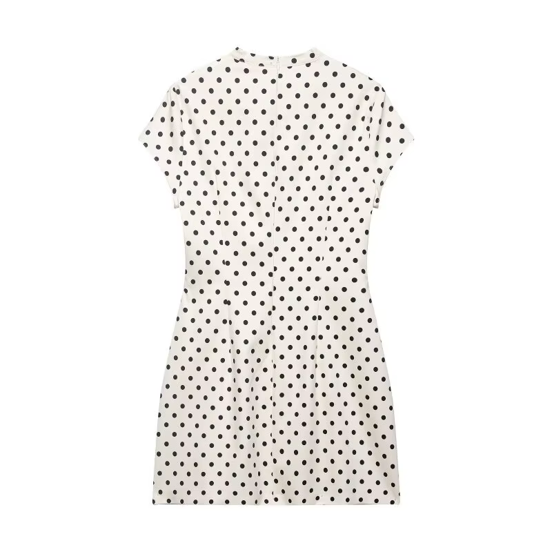 Mini-robe à découpes avec nœud papillon sur le devant, robe moulante à pois à manches courtes pour f