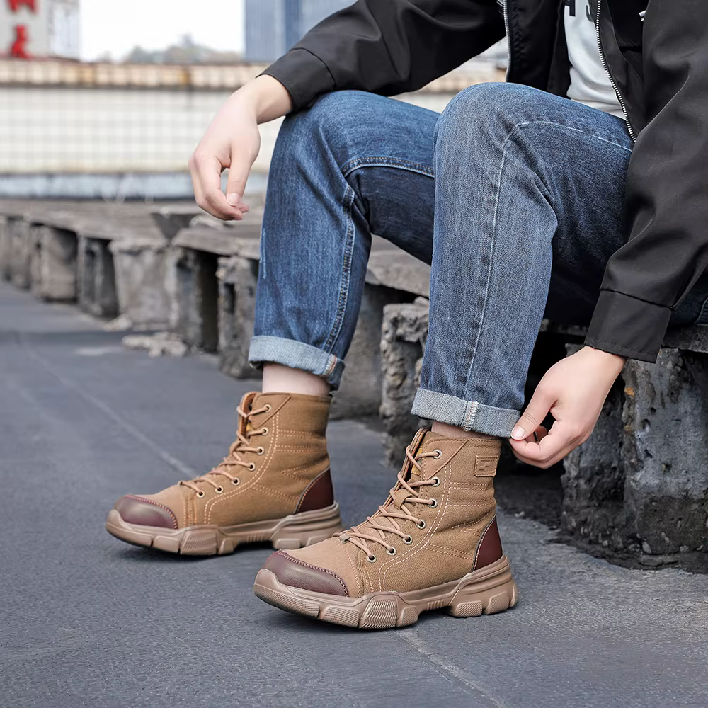 Chaussures de travail en toile, chaussures de sécurité légères, résistantes aux chocs, embout en aci