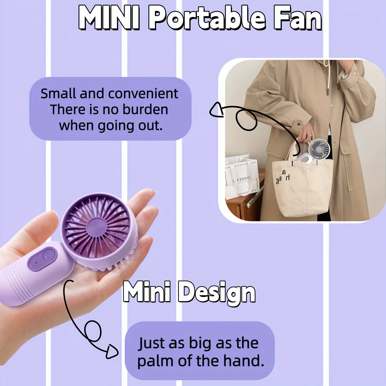 Mini ventilateur portable rechargeable USB à 3 vitesses, ventilateur portatif au choix de cadeaux, p