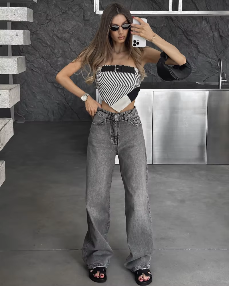 Z1975 jean long taille droite 2025 ETJ automne/hiver nouveau produit de lavage y2k jean classique po