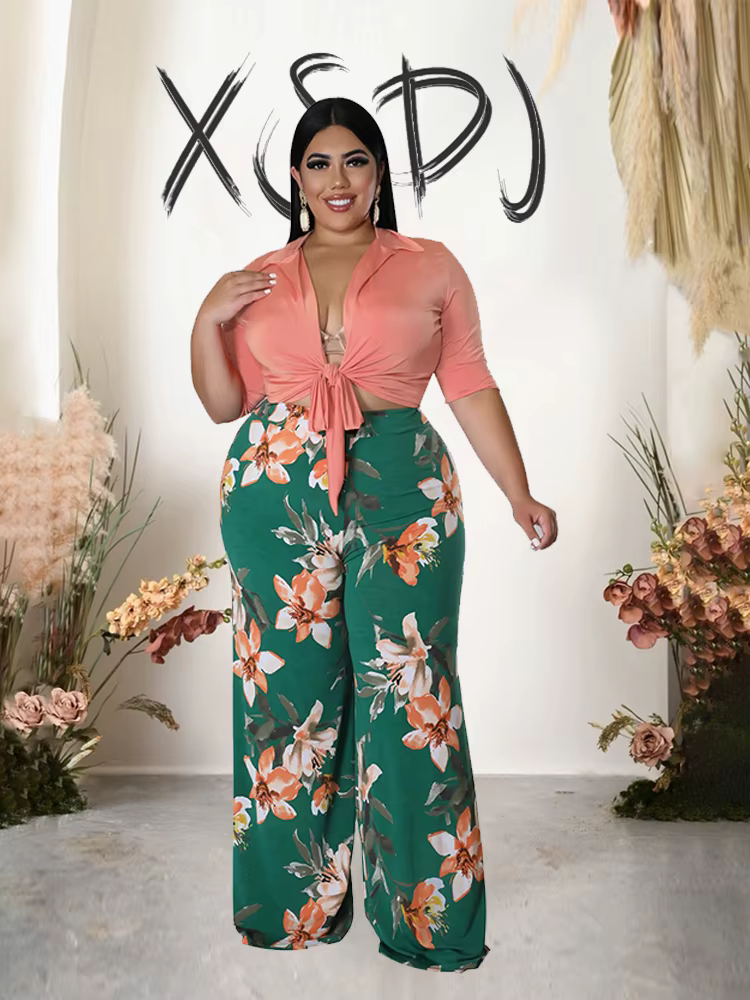Ensemble deux pièces pour femme, tenue d'été élégante, pantalon et chemisier décontractés, grande ta