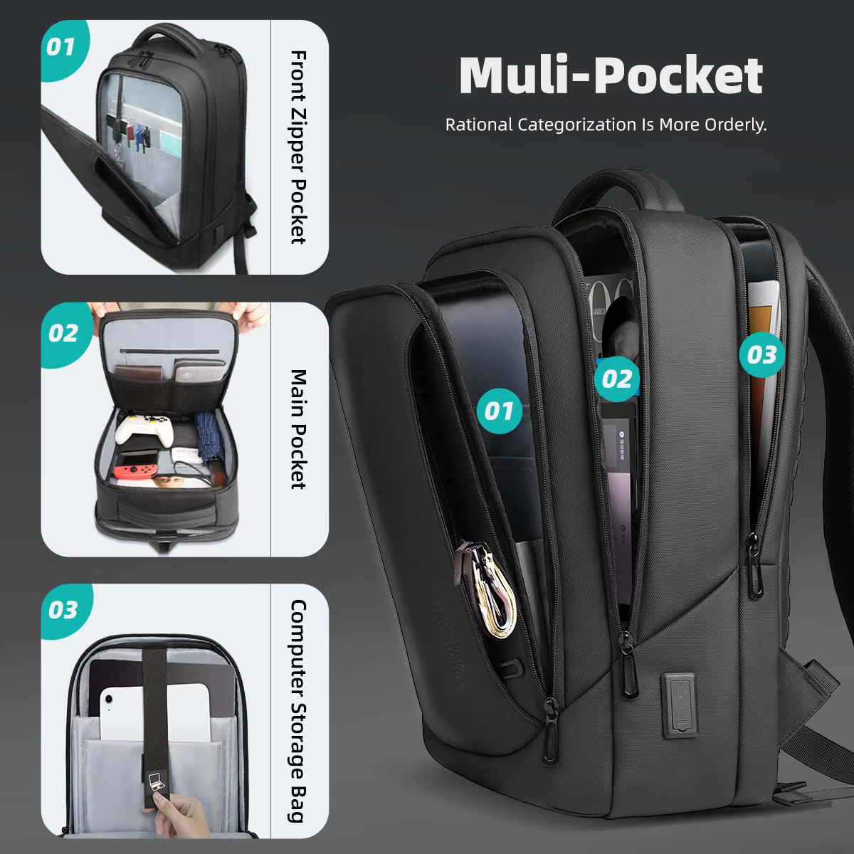 Heroic Knight-Sac à dos de voyage d'affaires pour homme, grande capacité, sac de travail pour ordina